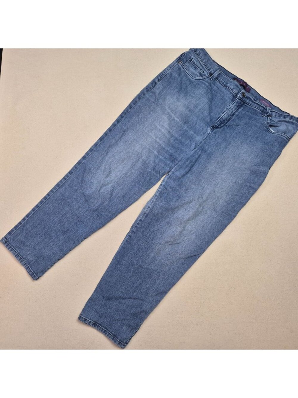 Gloria Vanderbilt Amanda Womens Wide Leg Embroidered Pockets Blue Jeans Sz 40/28